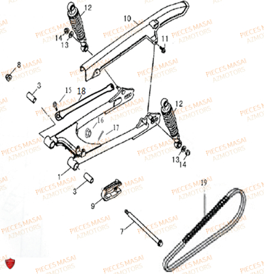 Bras Oscillant MASAI Pièces Moto SCRAMBLER 50cc