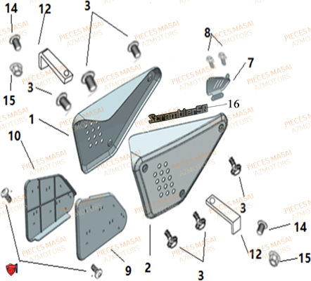 CARROSSERIES LATERALES MASAI SCRAMBLER 50