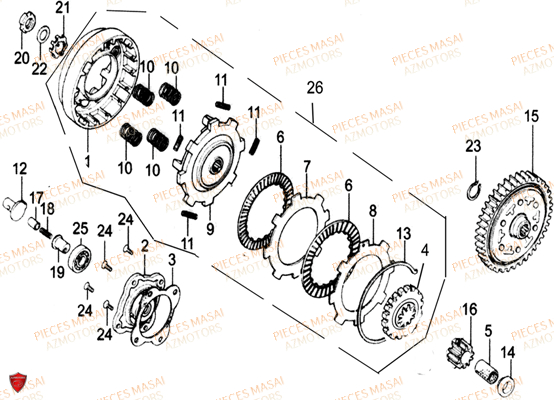 Embrayage MASAI Pièces Moto SCRAMBLER 50cc