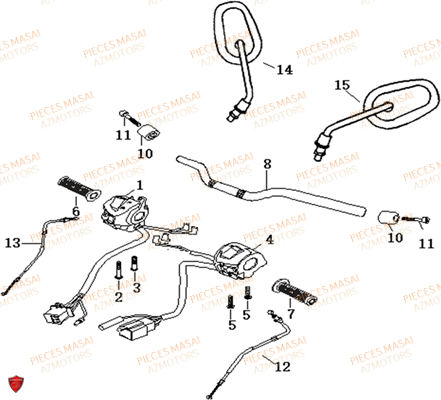 Guidon MASAI Pièces Moto SCRAMBLER 50cc