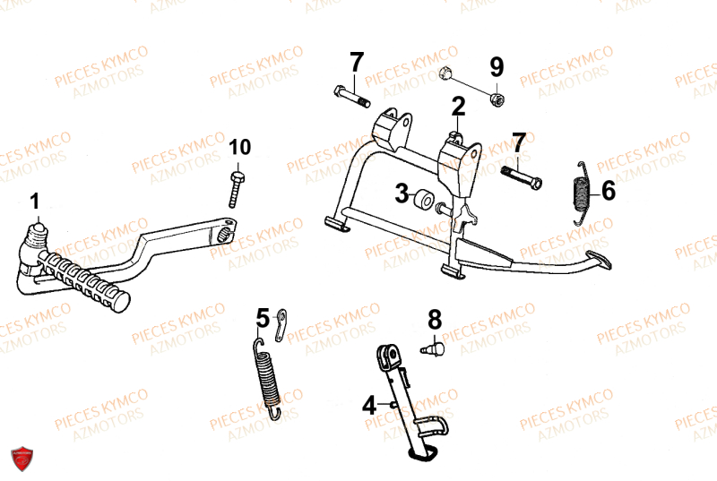 BEQUILLE KYMCO Pièces Scooter SENTO 50cc 4T EURO 2 (SD10RA)