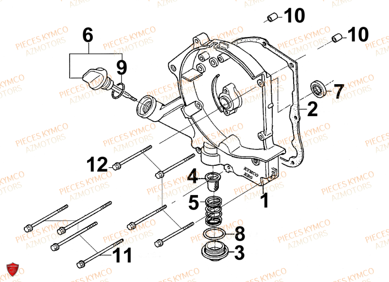 CARTER_DROIT KYMCO Pièces Scooter SENTO 50cc 4T EURO 2 (SD10RA)