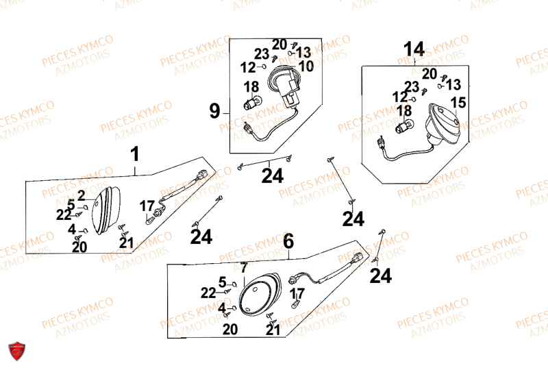Clignotants KYMCO Pièces SENTO 50cc 4T EURO 2 (SD10RA)