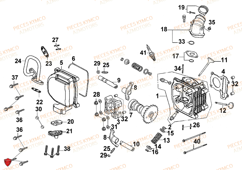 Culasse KYMCO Pièces SENTO 50cc 4T EURO 2 (SD10RA)