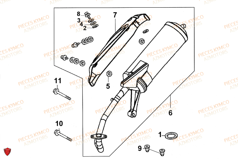 ECHAPPEMENT KYMCO Pièces Scooter SENTO 50cc 4T EURO 2 (SD10RA)