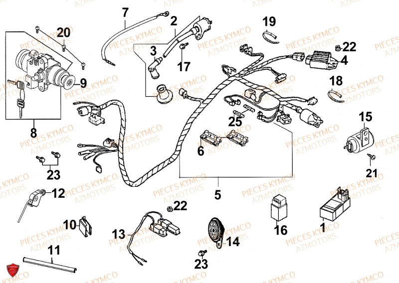 EQUIPEMENT_ELECTRIQUE KYMCO Pièces Scooter SENTO 50cc 4T EURO 2 (SD10RA)