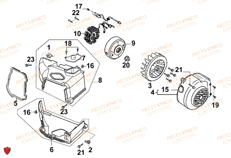 Generateur KYMCO Pièces SENTO 50cc 4T EURO 2 (SD10RA)