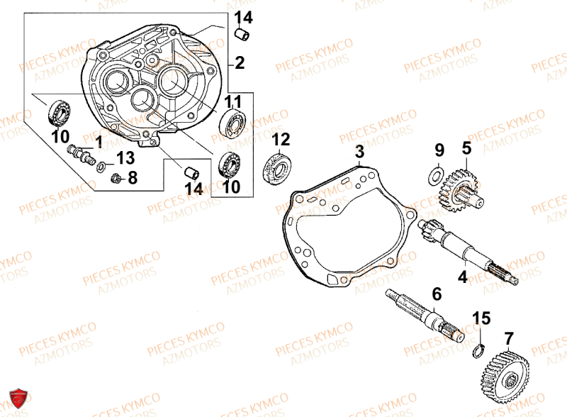 TRANSMISSION KYMCO Pièces Scooter SENTO 50cc 4T EURO 2 (SD10RA)