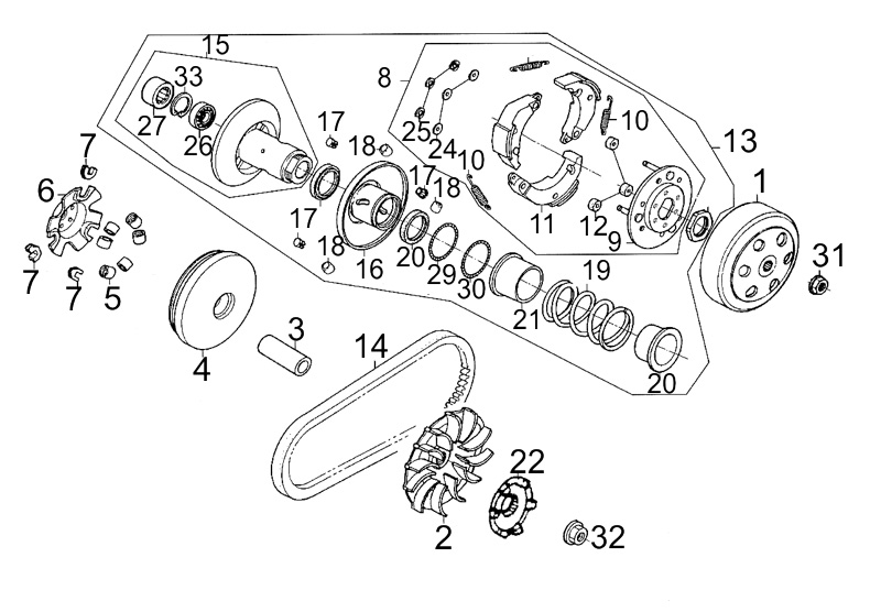 Variateur   Embrayage KYMCO Pièces SENTO 100 4T EURO III