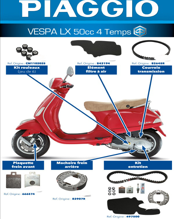 50 LX VESPA 4T AZMOTORS SET ENTRETIEN VESPA