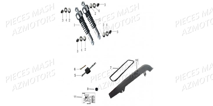 AMORTISSEUR MASH PIECES D ORIGINE MASH SEVENTY 125 de 2012 a 2016,