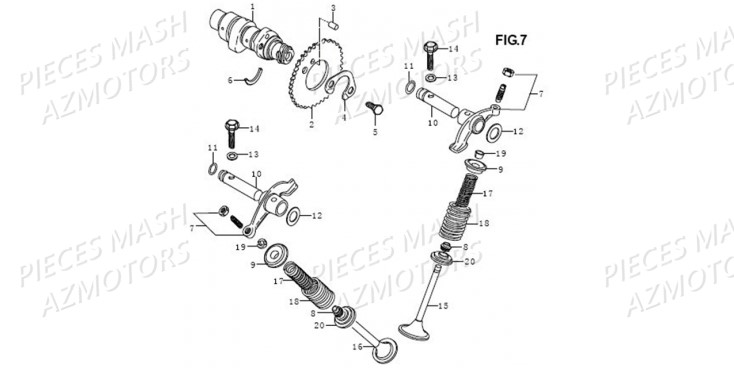 ARBRE A CAME SOUPAPES MASH SEVENTY 125