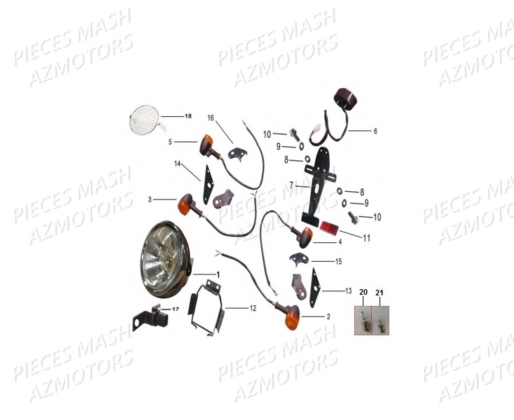 FEU AR  70/SCR/75/VIN/CR/2-50  ECROU 117100006000A (Mash) pour PHARE de SEVENTY 125 FIVE