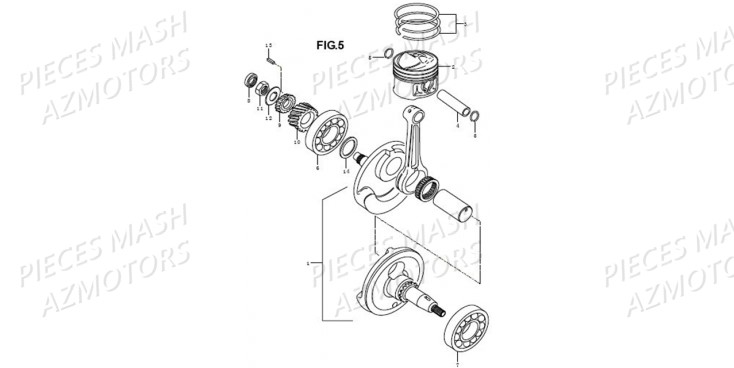 PISTON VILEBREQUIN MASH SEVENTY 125 FIVE