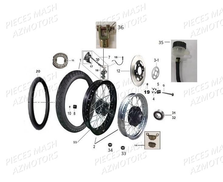 Roue Arriere MASH Pieces MASH SEVENTY FIVE 125 (2012-2016)