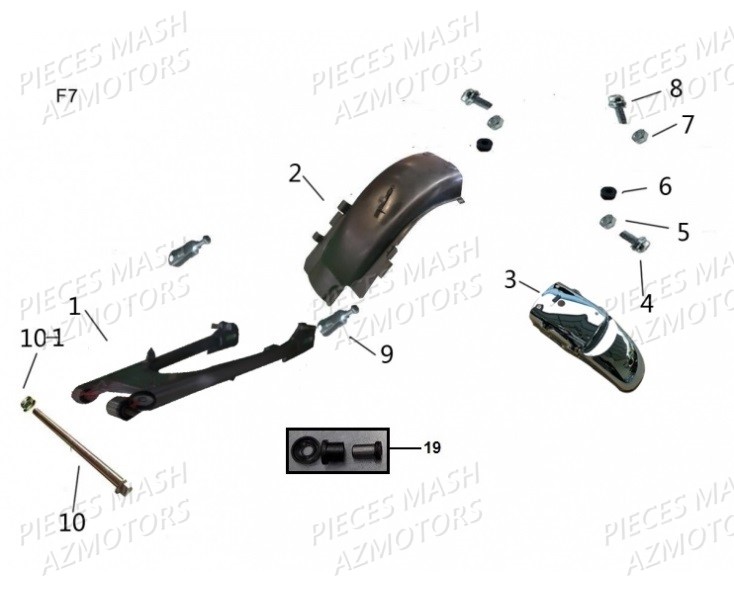 AXE BRAS OSCILL 70/SCR/75/VIN/CR (Mash) pour BRAS OSCILLANT GARDE BOUE ARRIERE de SEVENTY FIVE 125