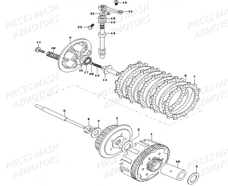 BUTEE A ROULEAUX (Mash) pour EMBRAYAGE de SEVENTY FIVE 125