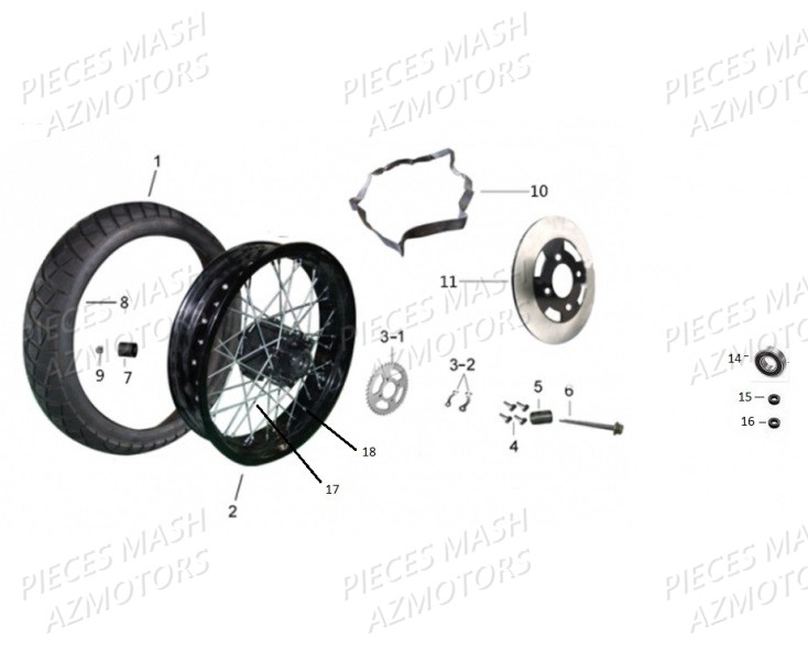 Roue Disque Arriere MASH Pieces MASH SEVENTY FIVE Euro4 125 (2017-2020)