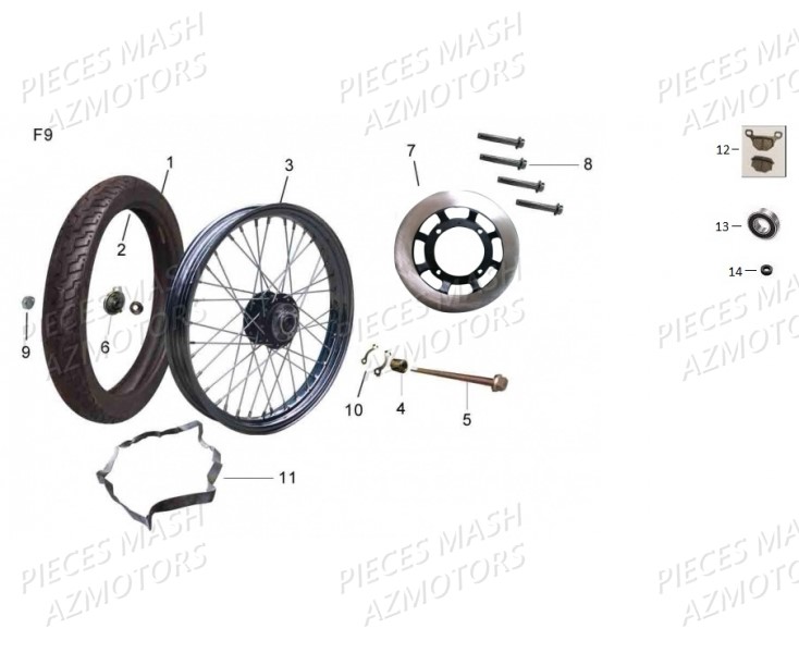 Roue Disque Avant MASH Pieces MASH SEVENTY FIVE Euro4 125 (2017-2020)
