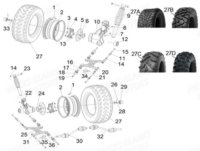 PNEU URIDE P377 25X10-12 4PLIS MASAI pour ROUES ARRIERE de SHIFTER-G500