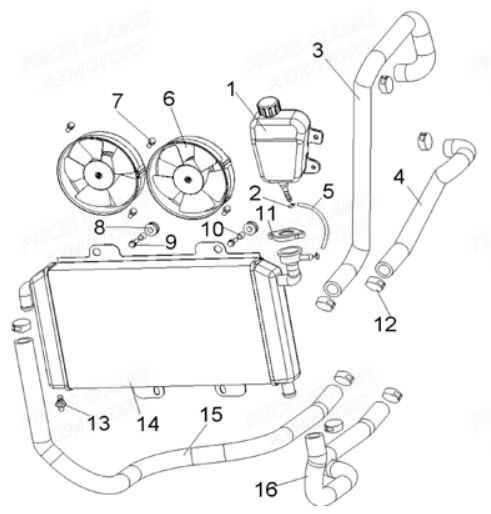 Systeme De Refroidissement GLAMIS Pièces Buggy GLAMIS SHIFTER G500