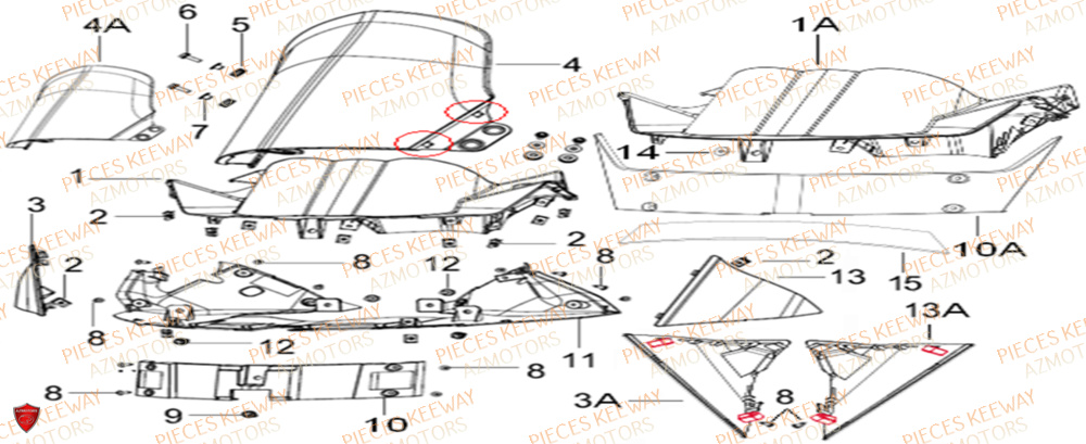 Couvre Guidon  Pieces KEEWAY Origine SILVERBLADE 125CC 2012
