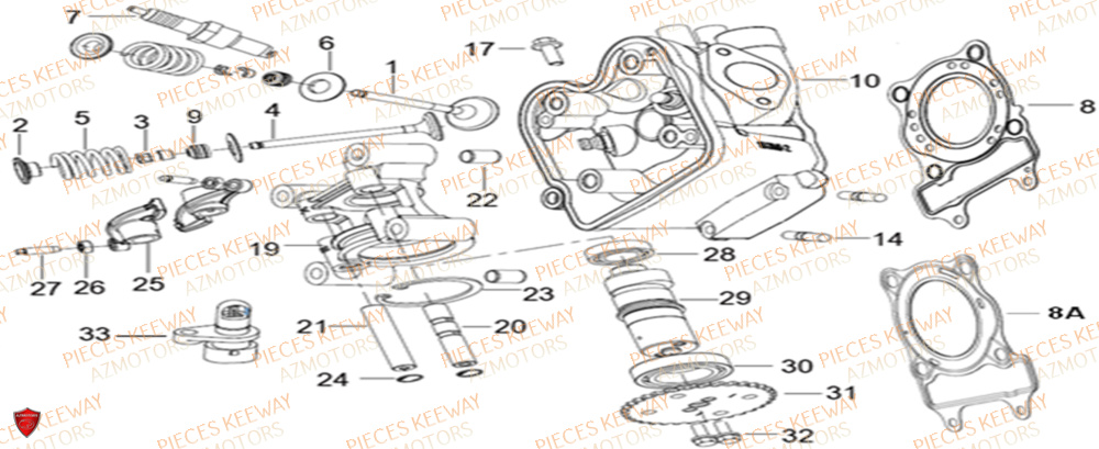 Culasse  Pieces KEEWAY Origine SILVERBLADE 125CC 2012
