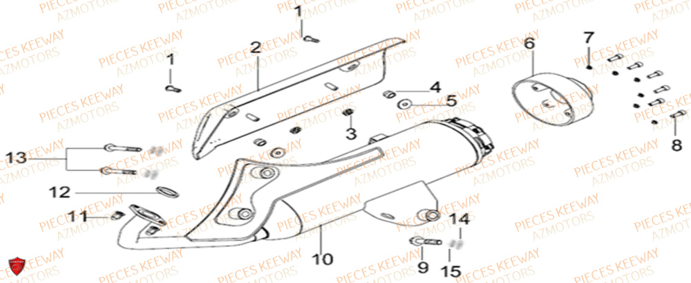 Echappement  Pieces KEEWAY Origine SILVERBLADE 125CC 2012
