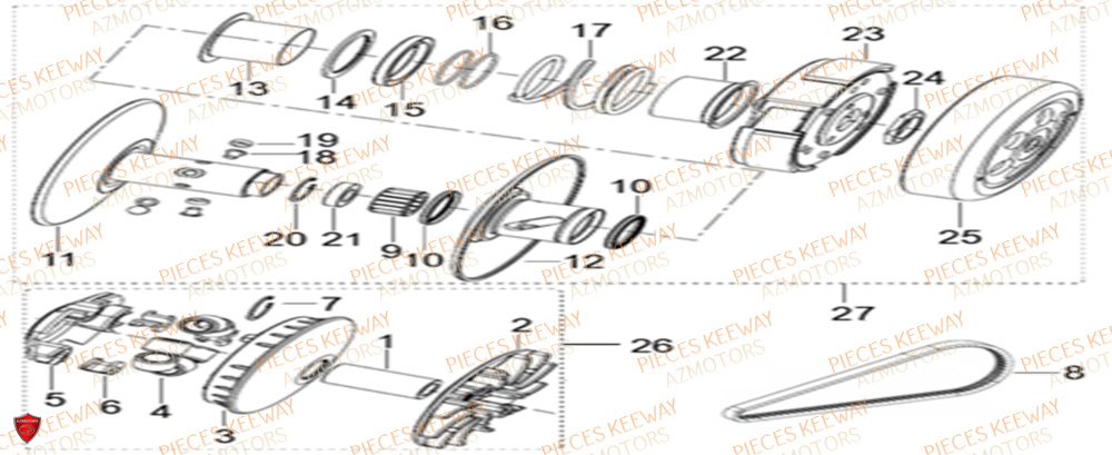 Embrayage  Pieces KEEWAY Origine SILVERBLADE 125CC 2012
