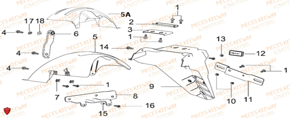Garde Boue Arriere  Pieces KEEWAY Origine SILVERBLADE 125CC 2012
