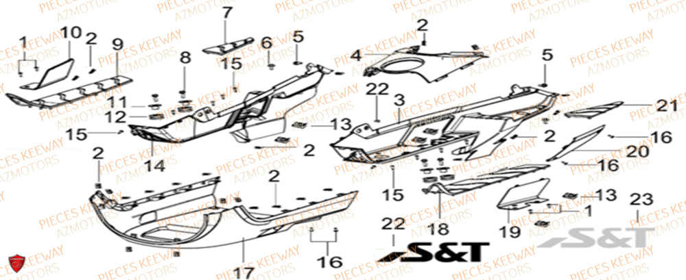 Plancher  Pieces KEEWAY Origine SILVERBLADE 125CC 2012
