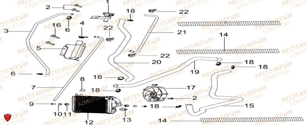Refroidissement  Pieces KEEWAY Origine SILVERBLADE 125CC 2012
