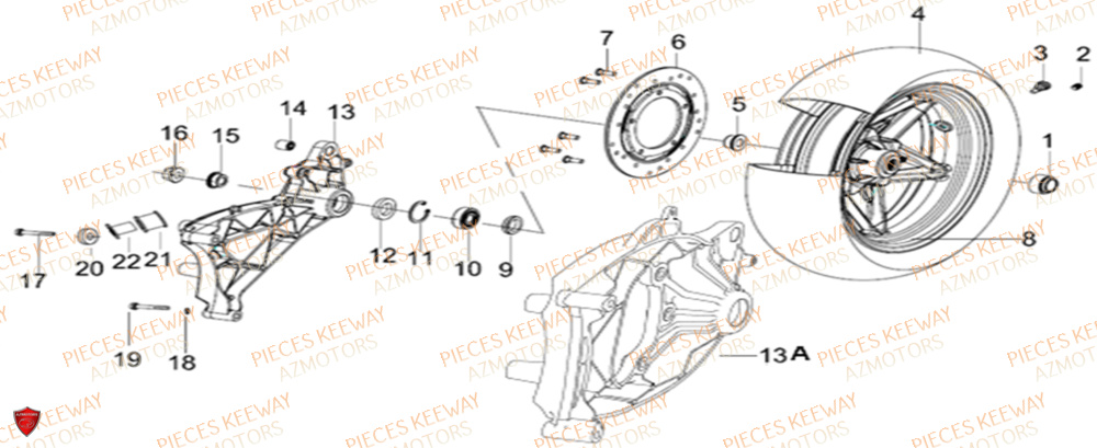 Roue Arriere  Pieces KEEWAY Origine SILVERBLADE 125CC 2012
