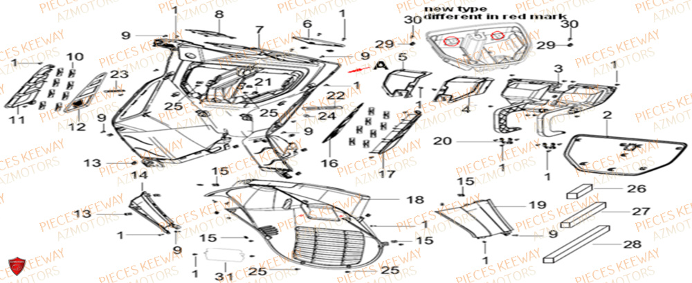 Tablier  Pieces KEEWAY Origine SILVERBLADE 125CC 2012
