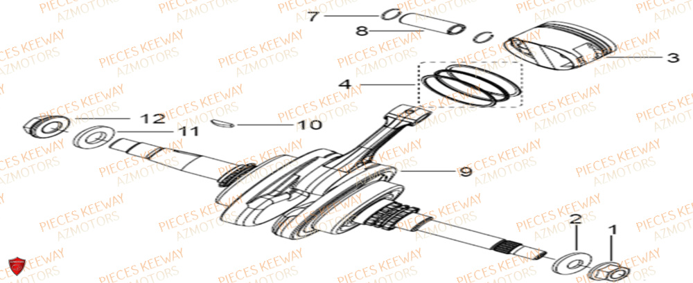 Vilebrequin  Pieces KEEWAY Origine SILVERBLADE 125CC 2012
