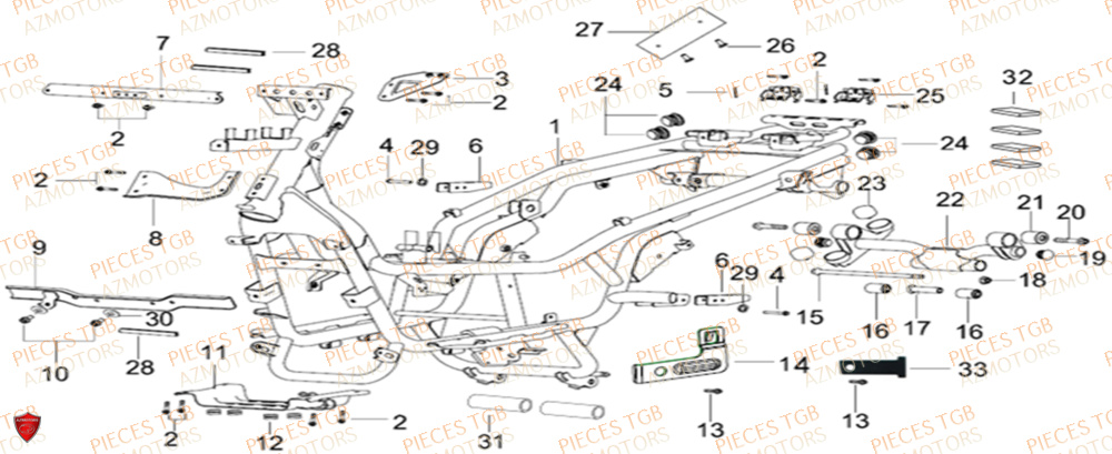 Chassis  Pieces KEEWAY Origine SILVERBLADE 250CC
