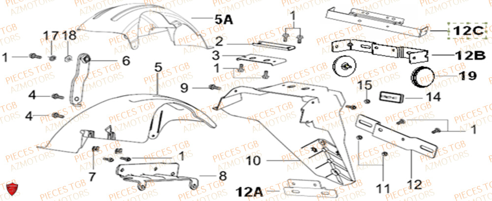 Garde Boue Arriere  Pieces KEEWAY Origine SILVERBLADE 250CC

