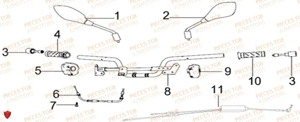 Guidon  Pieces KEEWAY Origine SILVERBLADE 250CC
