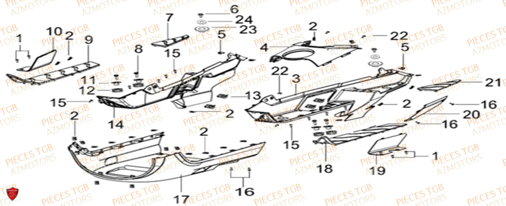 Plancher  Pieces KEEWAY Origine SILVERBLADE 250CC
