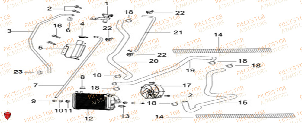 Refroidissement  Pieces KEEWAY Origine SILVERBLADE 250CC
