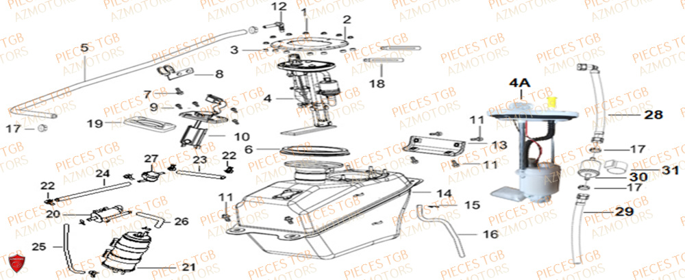 Reservoir  Pieces KEEWAY Origine SILVERBLADE 250CC
