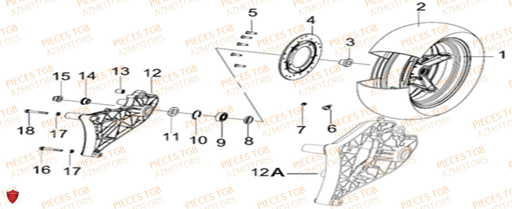 Roue Arriere  Pieces KEEWAY Origine SILVERBLADE 250CC
