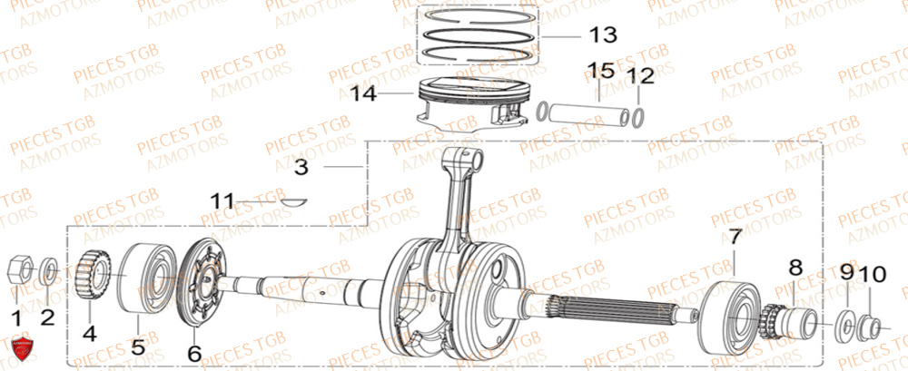 Vilebrequin  Pieces KEEWAY Origine SILVERBLADE 250CC
