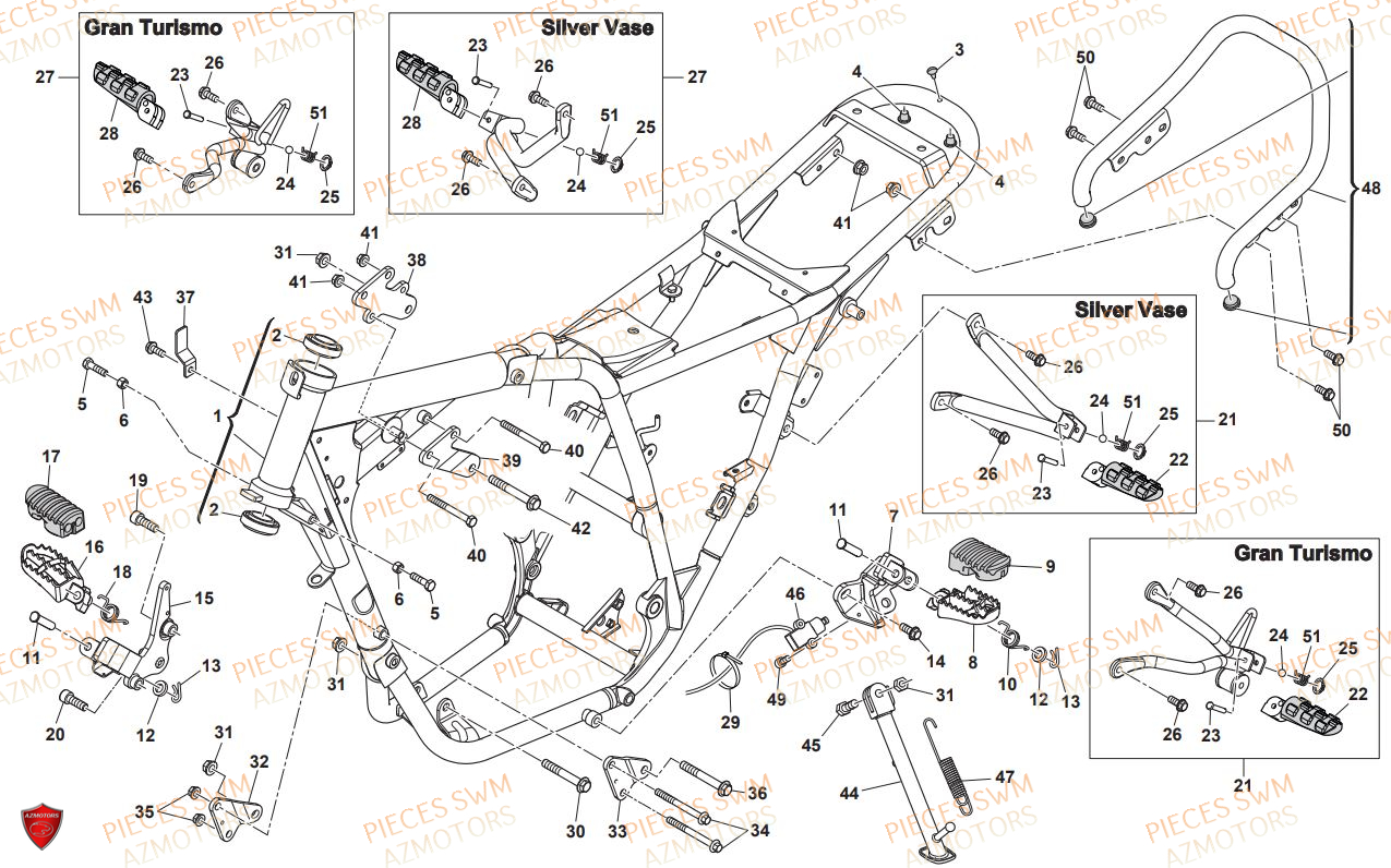 Chassis SWM Pieces SWM Origine SILVER VASE 440 EURO 4