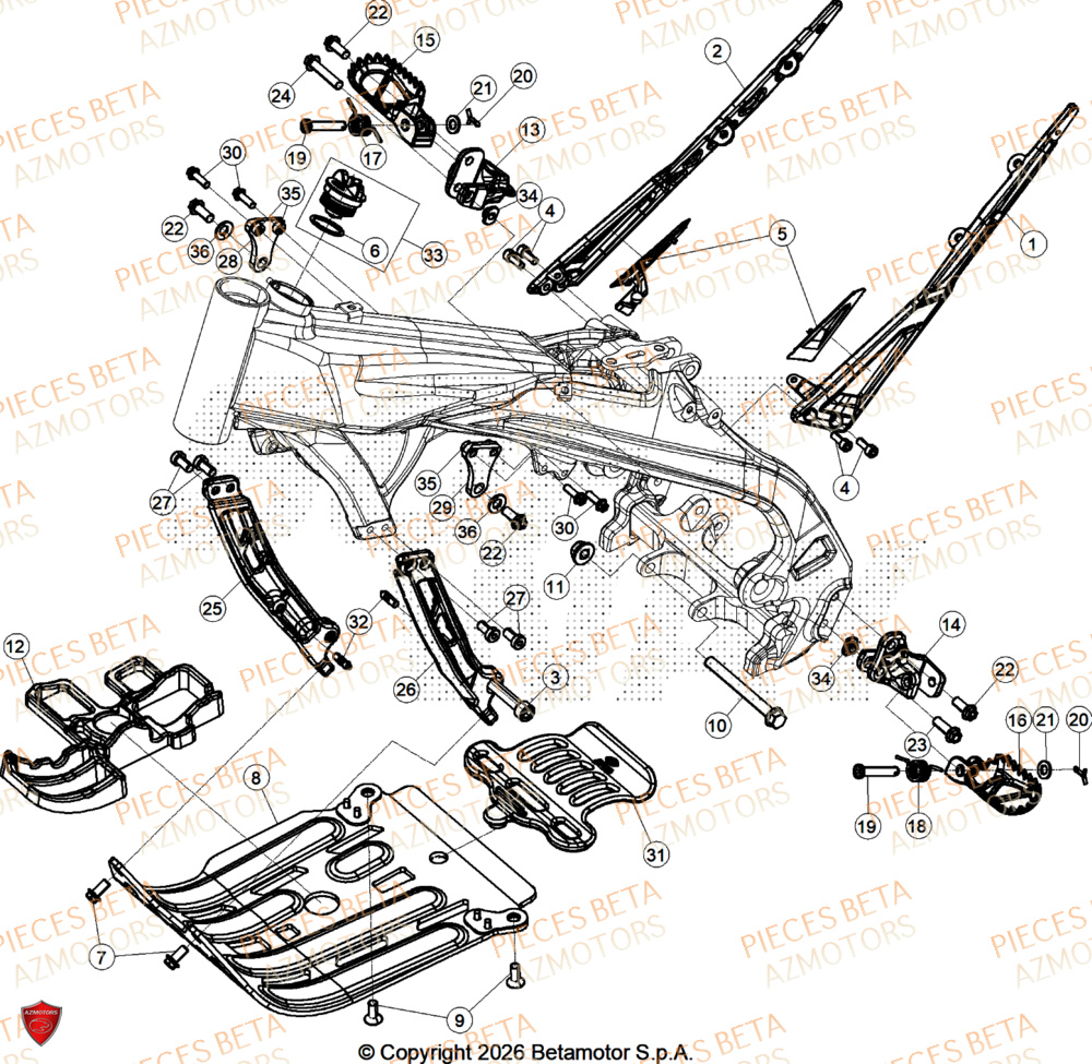 Accessoires Du Chassis BETA Pièces BETA SINCRO 125 2T - 2026
