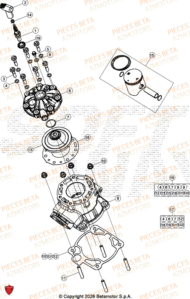 Cylindre BETA Pièces BETA SINCRO 125 2T - 2026