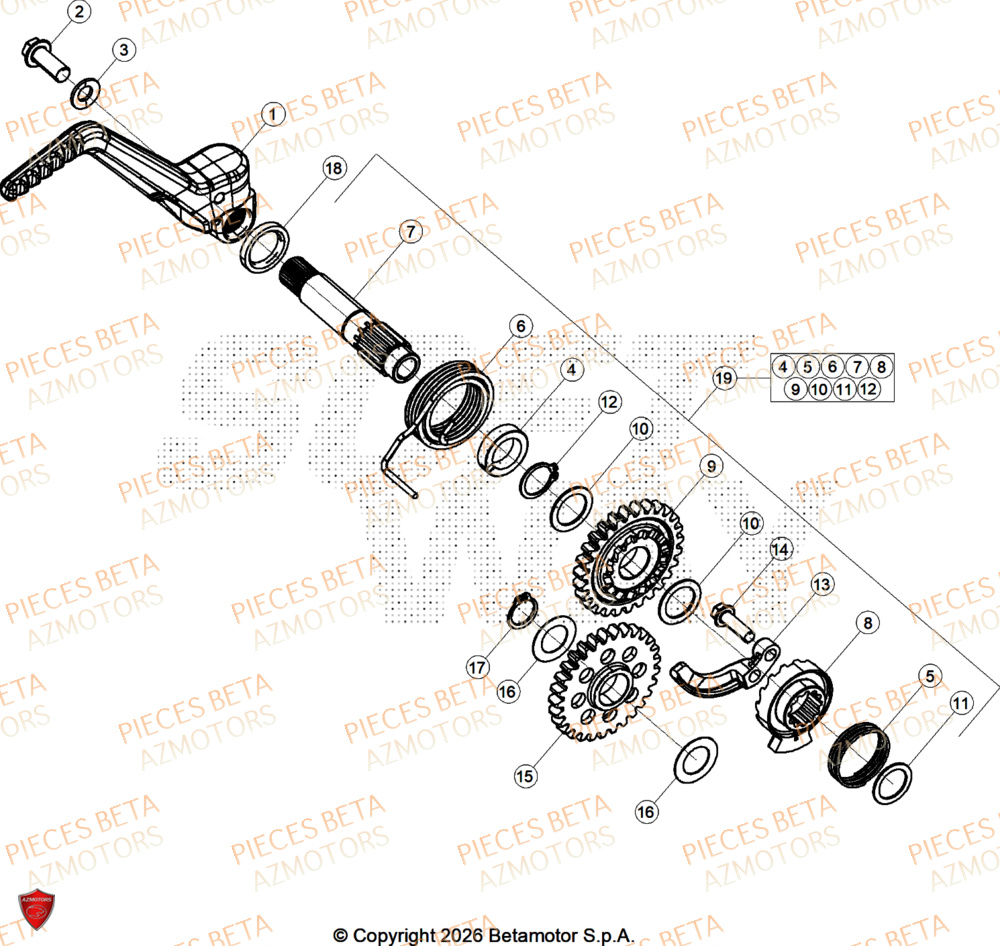 Kick Starter BETA Pièces BETA SINCRO 125 2T - 2026