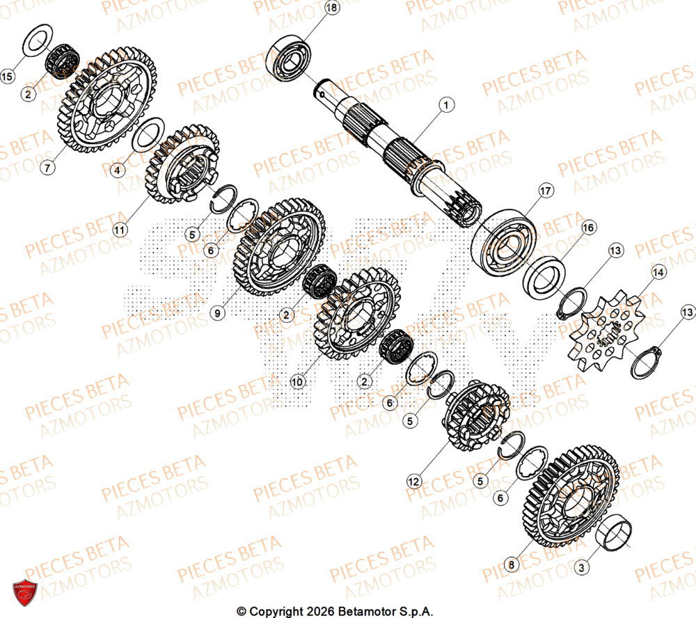 Transmission BETA Pièces BETA SINCRO 125 2T - 2026