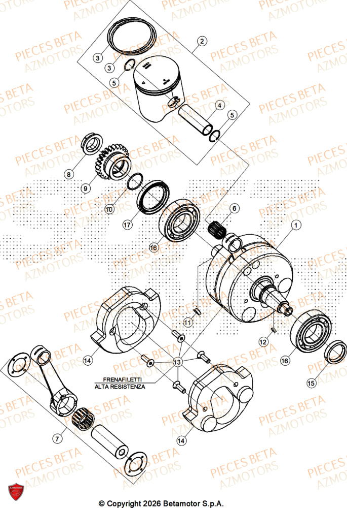 Vilebrequin BETA Pièces BETA SINCRO 125 2T - 2026