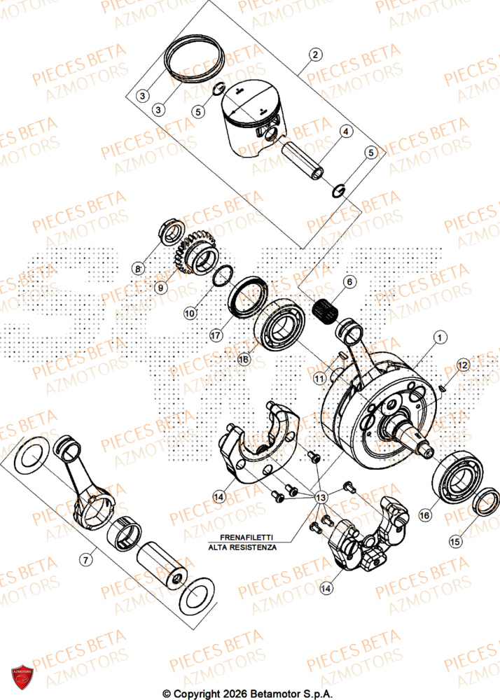 Vilebrequin BETA Pièces BETA SINCRO 200 2T - 2026
